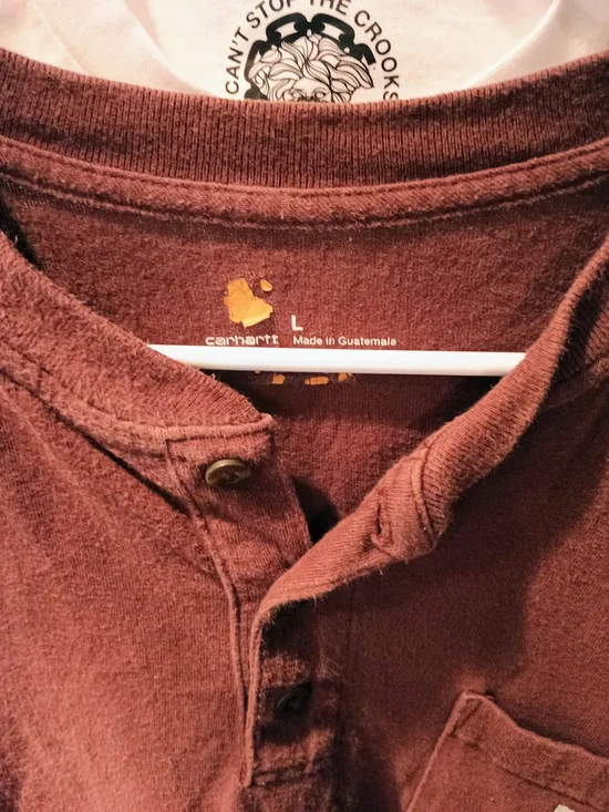 Carhartt Men’s Rust Brown Henley Pocket Short Sleeve Shirt - Picture 3 of 3